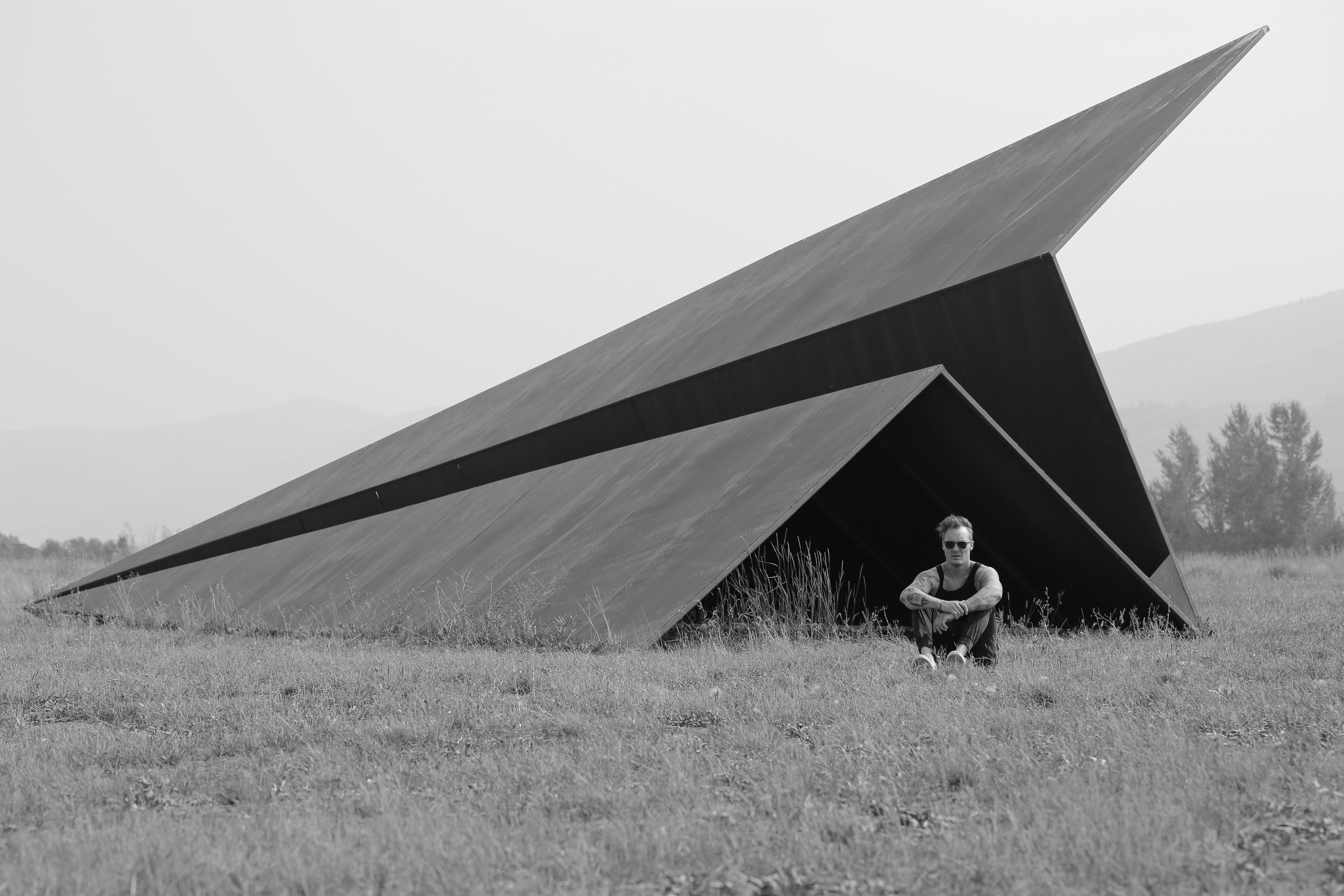 Sculptural installation in a landscape
